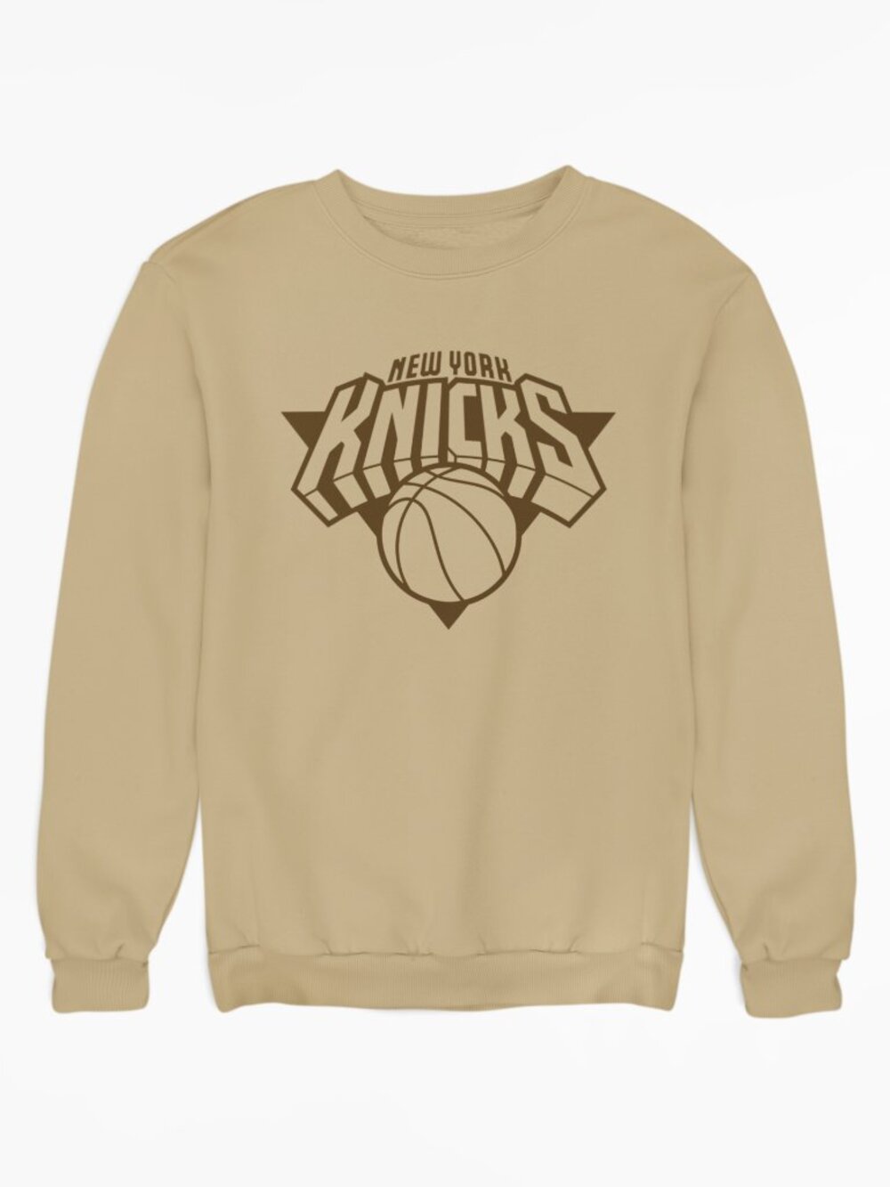 NEW York Knicks Long Sleeve Fleece Crew Sweatshirt SAND KHAKI TAN